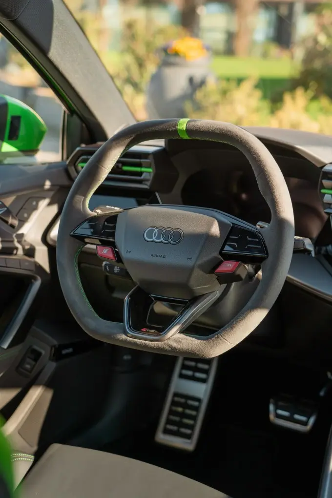 Audi RS3 Restyling 2025, interior — Zurich Luxury Car Rental, Zurich. Audi RS3 Restyling in Zurich The Audi RS3 Restyling 2025 is available for rental in…