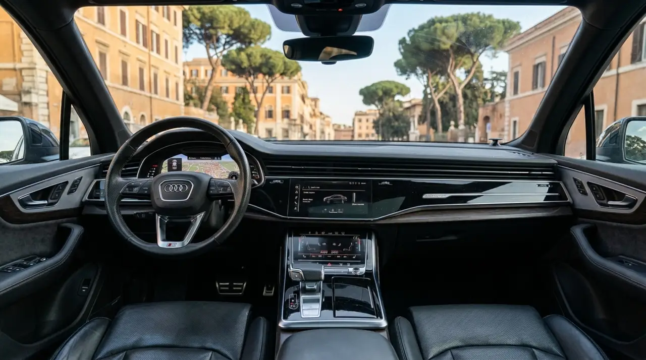 Audi SQ7 7seater 2023, rear view — Zurich Luxury Car Rental, Zurich. Audi SQ7 7seater in Zurich The Audi SQ7 7seater is available to rent in Zurich as a…