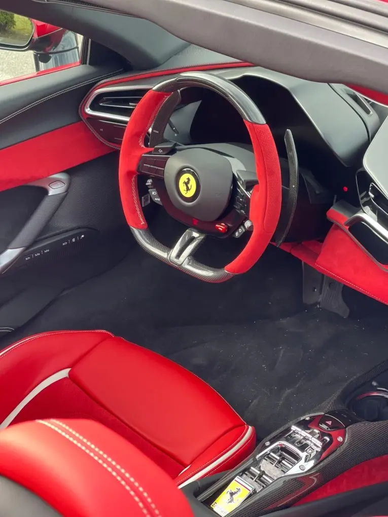 Ferrari 296 GTS Spider 2025, interior — Zurich Luxury Car Rental, Zurich. Ferrari 296 GTS Spider in Zurich The Ferrari 296 GTS Spider is available to rent in…