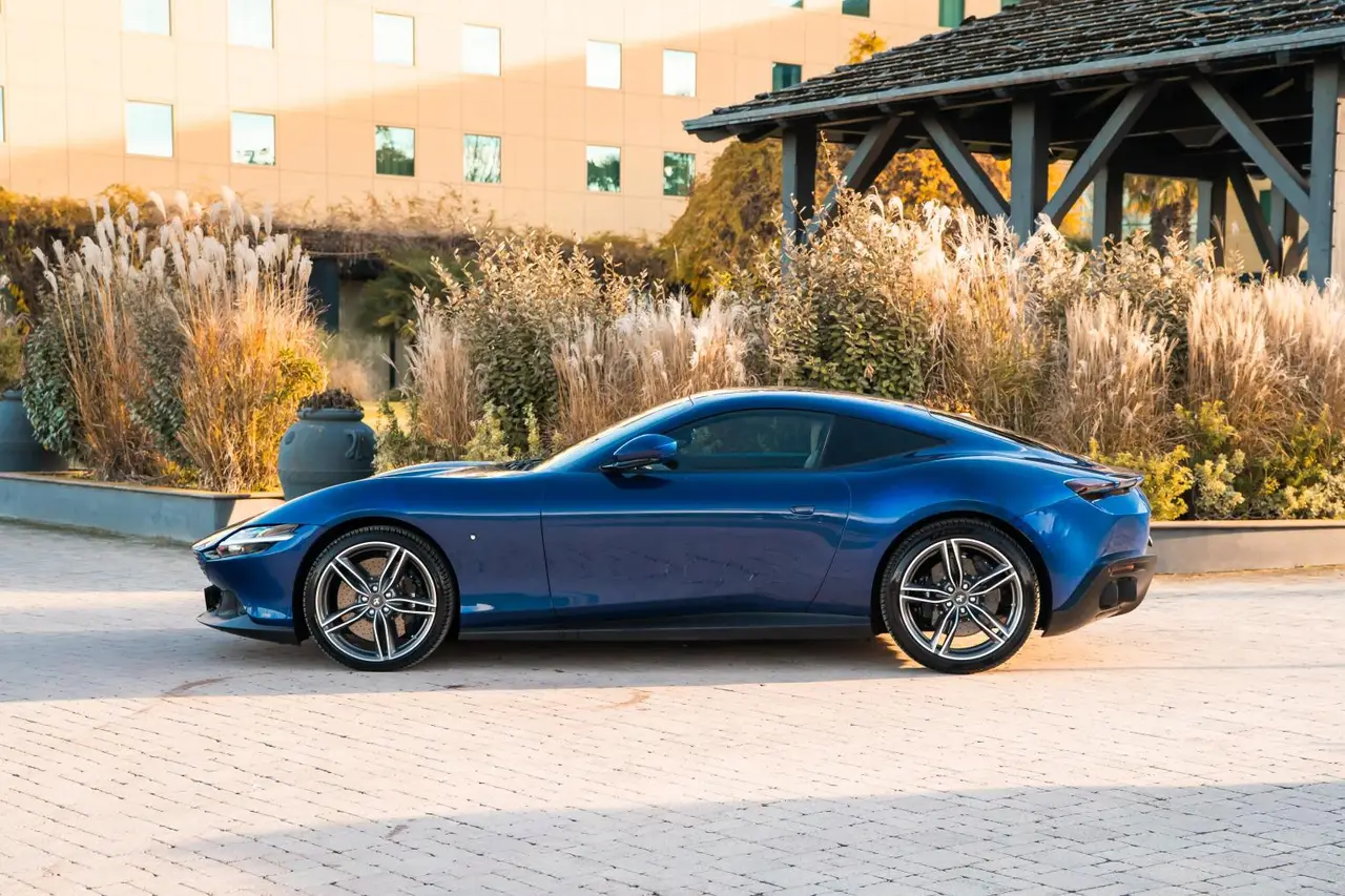 Ferrari Roma 2025, rear view — Zurich Luxury Car Rental, Zurich. Ferrari Roma in Zurich The Ferrari Roma 2025 is offered for rental in Zurich as a…