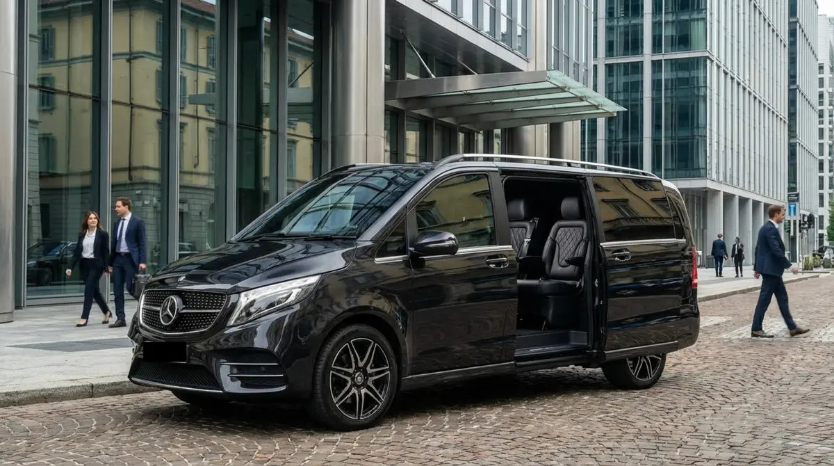 Mercedes V Class 2026, interior — Zurich Luxury Car Rental, Zurich. Mercedes Benz V Class in Zurich The Mercedes V Class 2026 is available to rent in Zurich…